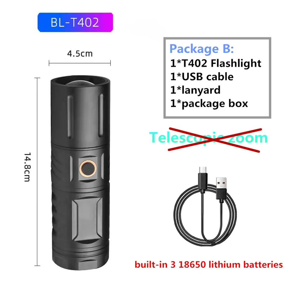 WATERPROOF STRONG LED FLASHLIGHT WITH POWER BANK